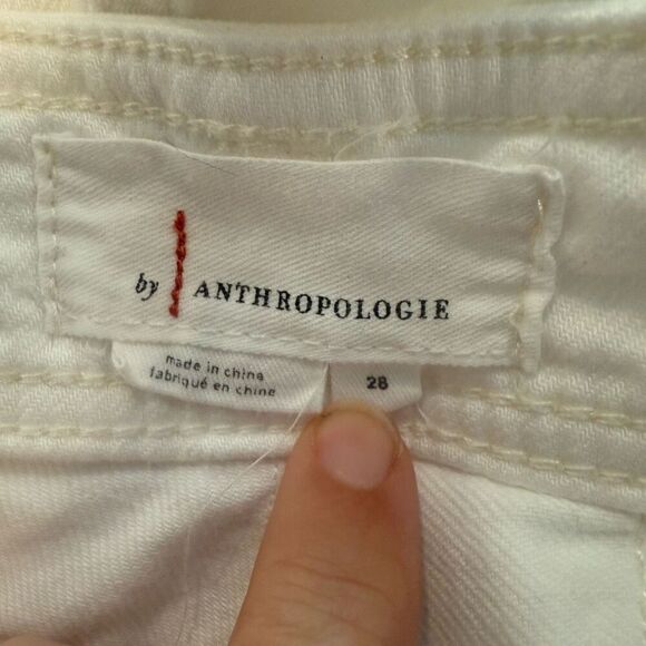 Anthropologie White Crop Barrel Leg Pants Size 28 - Picture 4 of 6